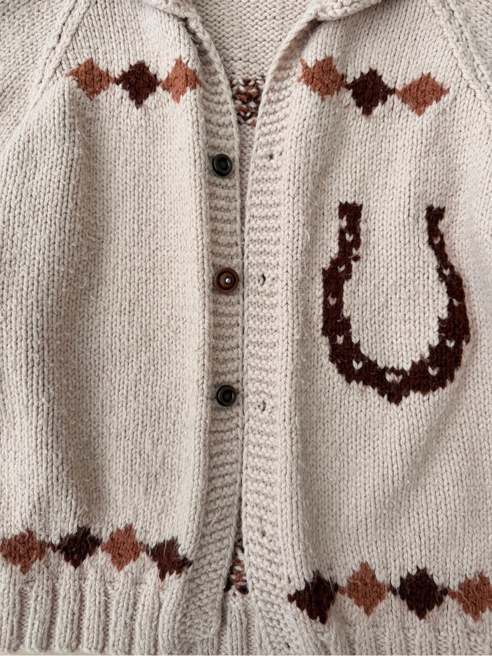 vintage handmade cowichan style sweater - Picture 3 of 7